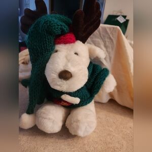 Plush Reindeer with Green Sweater and Hat